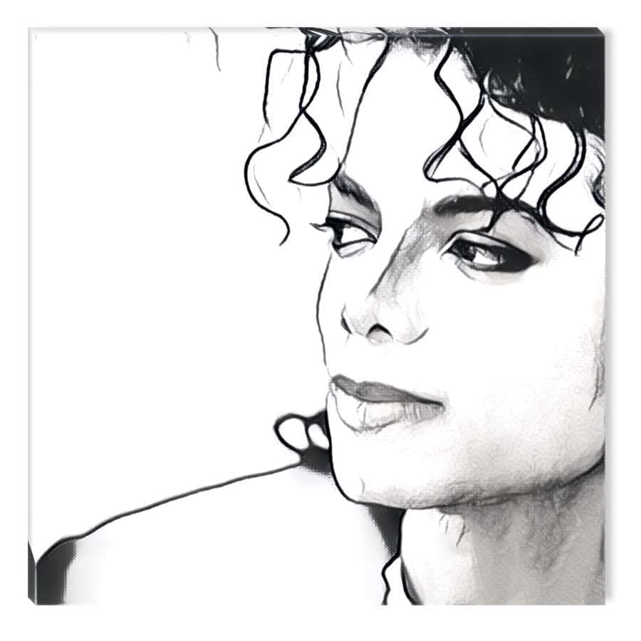 Startonight Canvas Wall Art Black and White Abstract Michael Jackson Celebrity, Artwork Modern Framed Original Art Painting, Unique Luminous Wall Art Minimalism Piece 32" x 32" Day & Night Effect