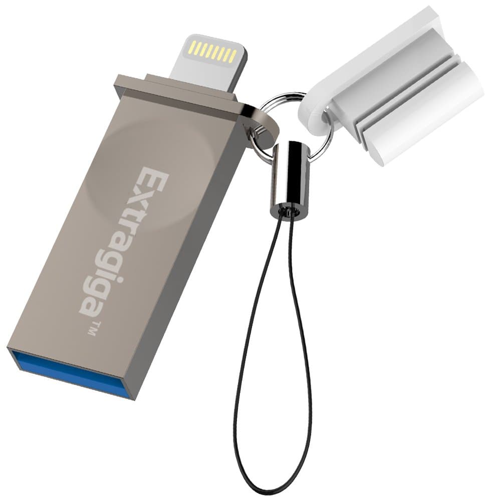 Extragiga MFi iPhone Flash Drive 32GB USB 3.0 Adapter with Lightning Connector Memory Stick Expansion for iPhone iPad iPod iOS PC - Silver