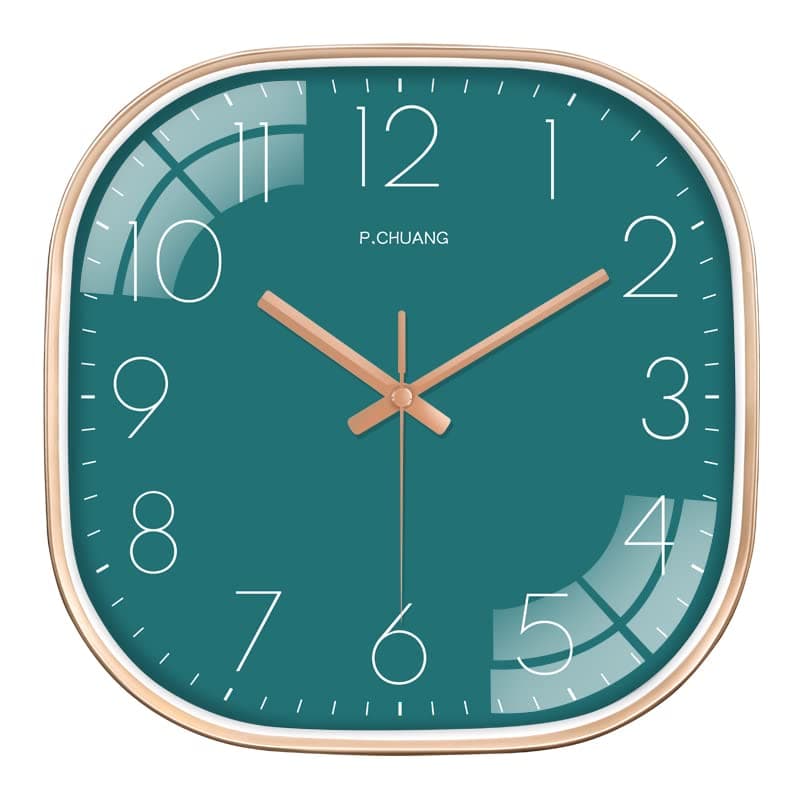 STAR WORK Plastic Non Ticking Silent Quartz Watch Analog Wall Clock Bedroom Hall Living Room Office, Mute & Quiet Wall Clocks(Aqua Square), 12x12 Inch