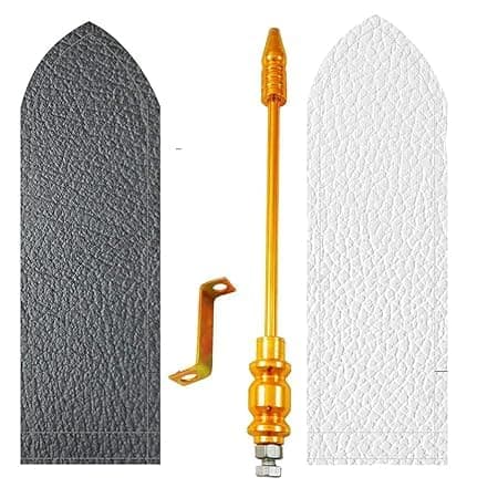 DECTEMS Golden Car Flag Rod with Bracket and Cover - Universal Fit for All Car Models Judgement Rod Corner Rod (Black and White Cover)