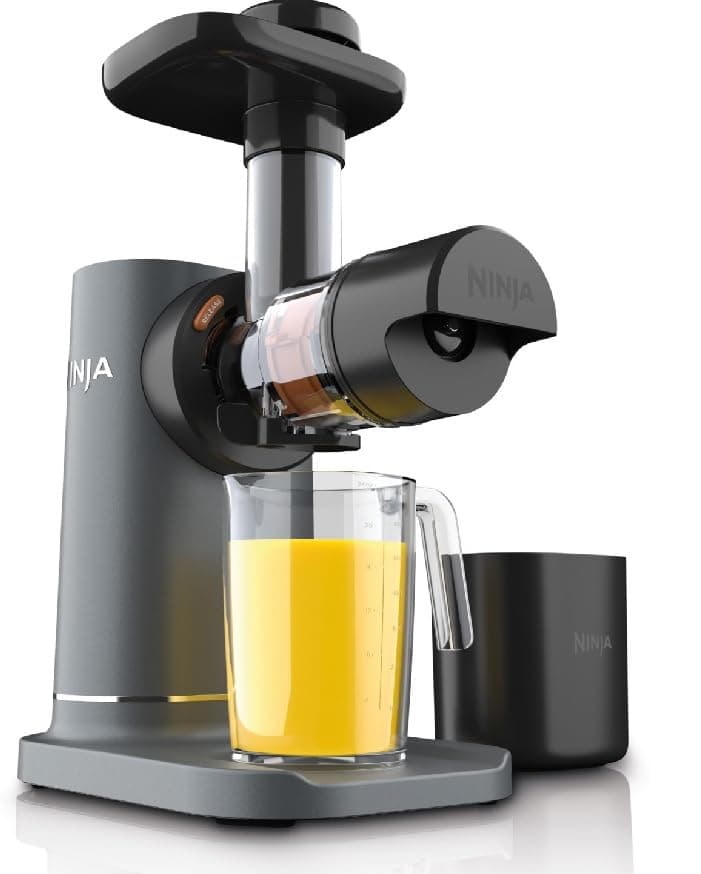 Ninja Cold Press Juicer Machine with 700ml Jug & 1.1L Pulp Container, Make Fresh Juices, Drinks & Wellness Shots, Compact, Dishwasher Safe & Removeable Parts, Grey JC151UK