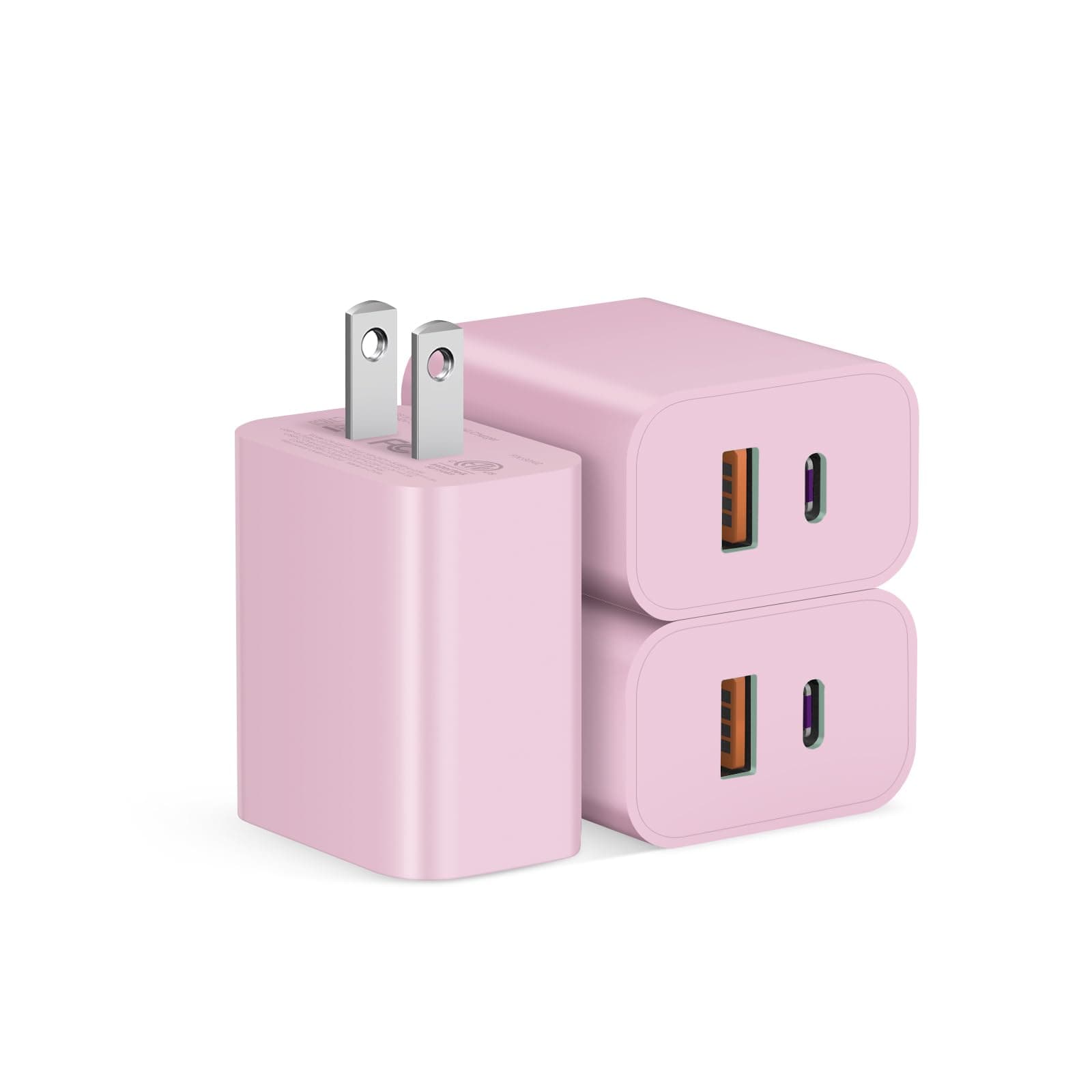 USB C Charger Block iPhone Charger Block 3-Pack,Charging Blocks Box iPhone Charger Block for iPhone 16/16 Plus/16 Pro/16 Pro Max/iPhone 15/iPhone 15 Pro/iPhone 15 Pro Max/14/13/12 Pro/Samsung(Pink)
