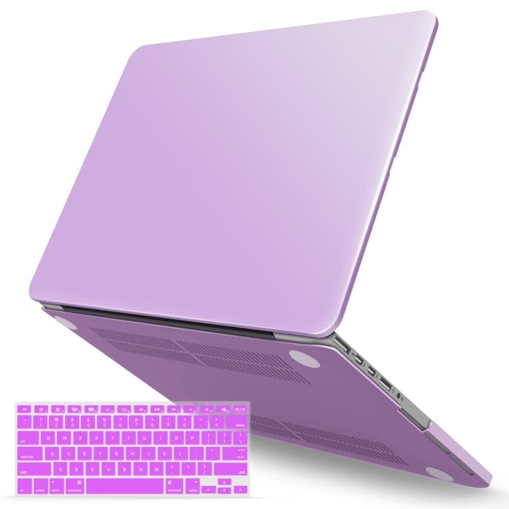 IBENZER Compatible with MacBook Pro 13 Inch Case 2012-2015, Soft Touch Hard Case Shell Cover with Keyboard Cover for Apple MacBook Pro 13 with Retina Display A1425 1502, Purple, R13PU+1B