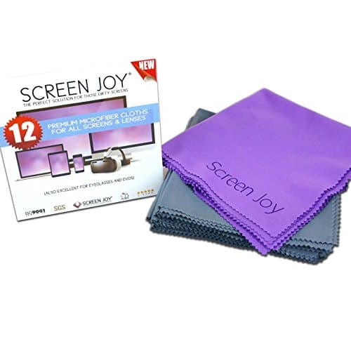 Screen Joy Screen Cleaning Cloths - 12 Large Microfiber Cloths Wonderful for Lenses, Eyeglasses, Flat Screen TVs, Laptops, Tablets, All Smartphones and Much More - 12 Pack Large (12x12 inch)