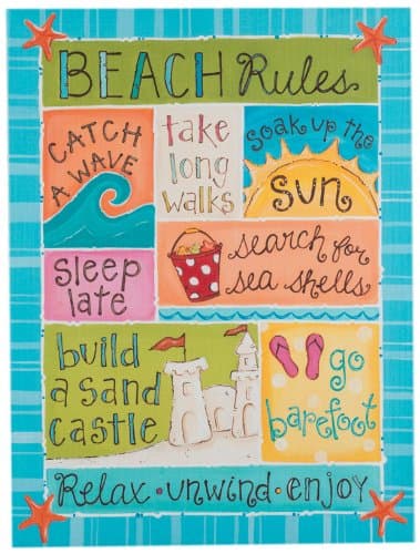 Glory Haus Beach Rules Canvas Wall Art, 12 by 16-Inch