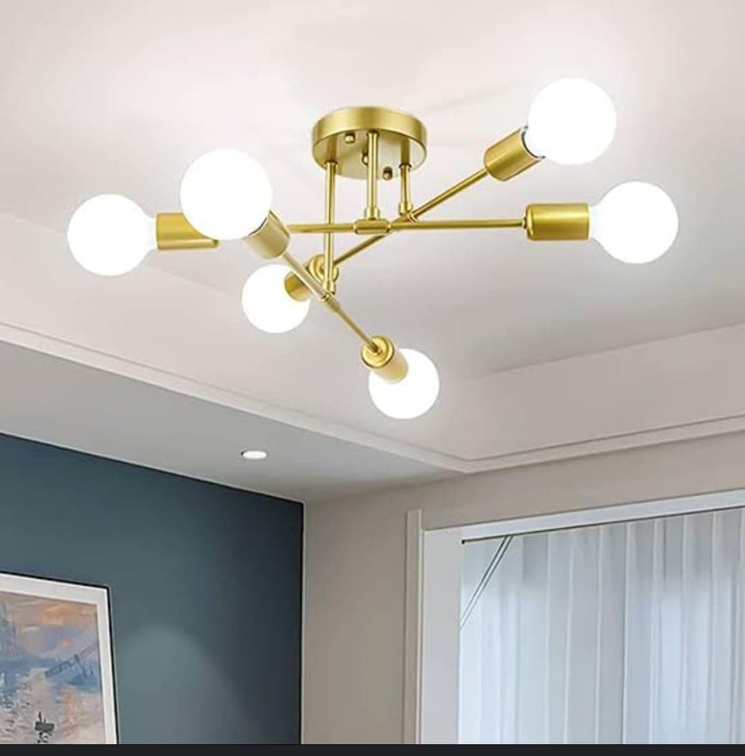 Avior Low Height Ceiling Chandelier Light for Drawing Room, Jhumar for Living Room, Restaurant Lamps and Hotels (Golden) (Modern Design, Gold)