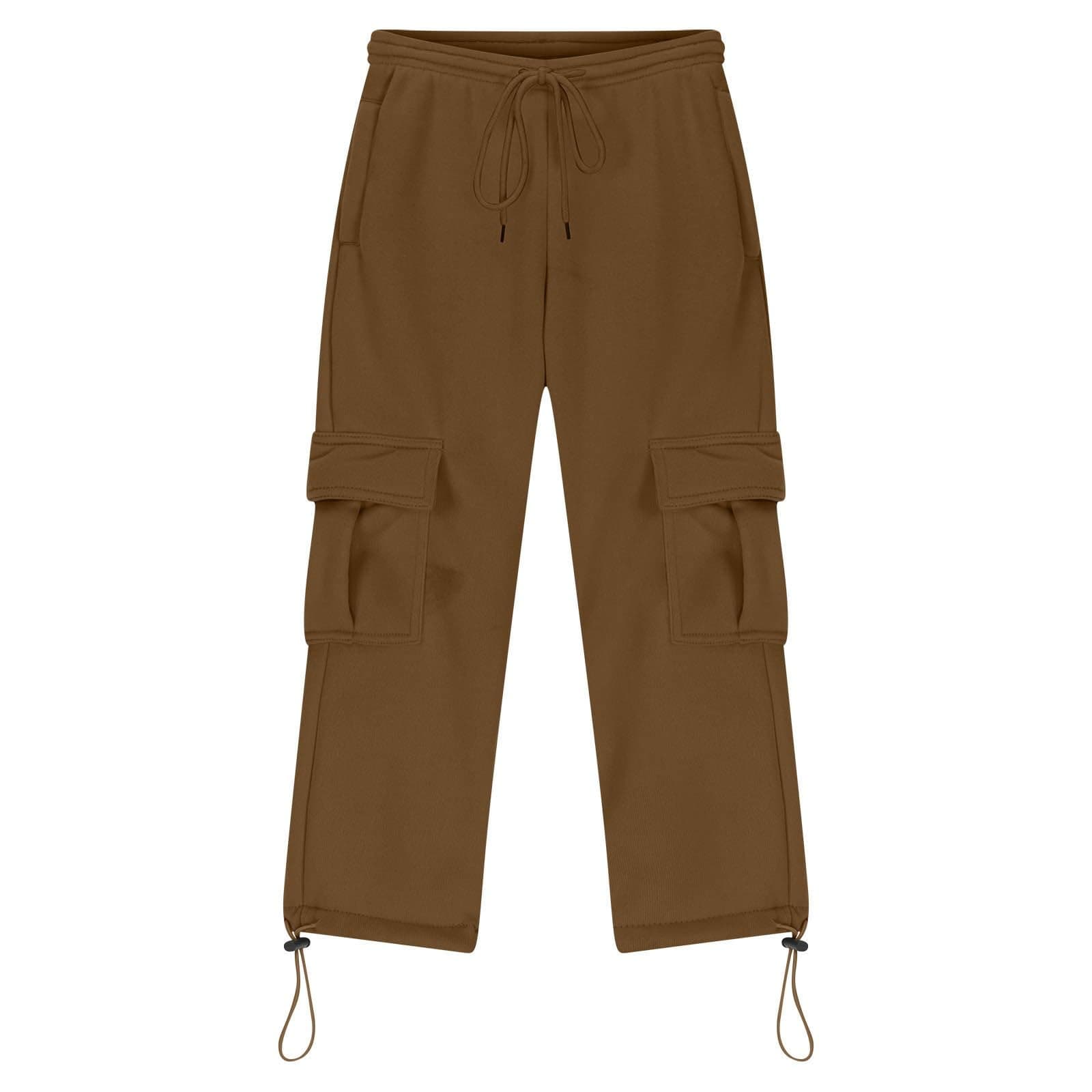 Boys' Open Bottom Fleece-Lined Sweatpants with Pockets High Elastic Waist Baggy Wide Straight Leg Pants 5-15 Years