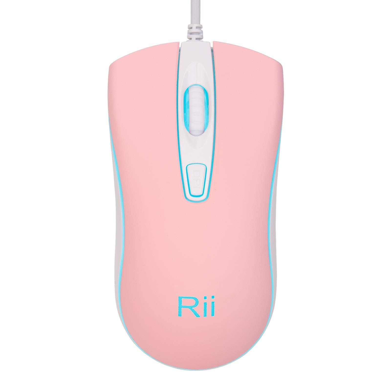 Rii Wired Mouse, USB Computer Mouse,RGB Optical Office Mice for PC,Computer,Laptop,Desktop,Windows,Chromebook (Pink)