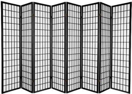 Legacy Decor 8-Panel Japanese Oriental Style Room Screen Divider Black Color