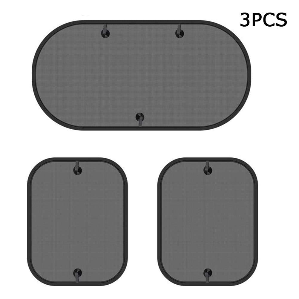 Power Tiger CAR ACCESSORIES Car Window Shade - (3 Pack) Foldable 17.5"x14" Side Window Sunshades/39 x 19" Rear Window Sun Shades Cling, UV Protection for Baby, Universal Fit for Car/SUV/Truck Black