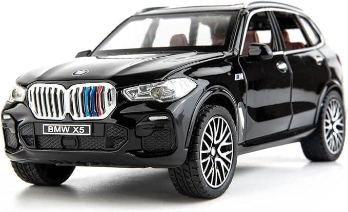 1:32 BMW X5 Toy Car Metal Pull Back Diecast Car with Openable Door and Sound Light, Gifts Toys for Kids【 Black 】