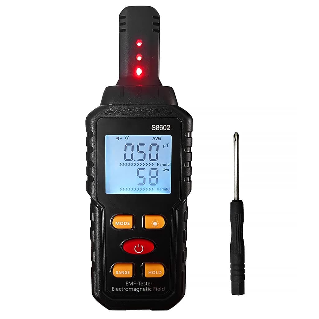 EMF Meter 5HZ-3.5G, EMF Detector with Digital LCD Backlight Display for Electromagnetic Field, Electromagnetic Radiation Detector with Sound Light Alarm, Temperature Detector, for Home EMF Inspections