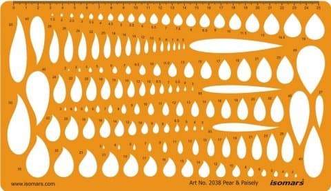 Isomars Design Drawing Drafting Template Stencil - Pear and Paisley Shapes