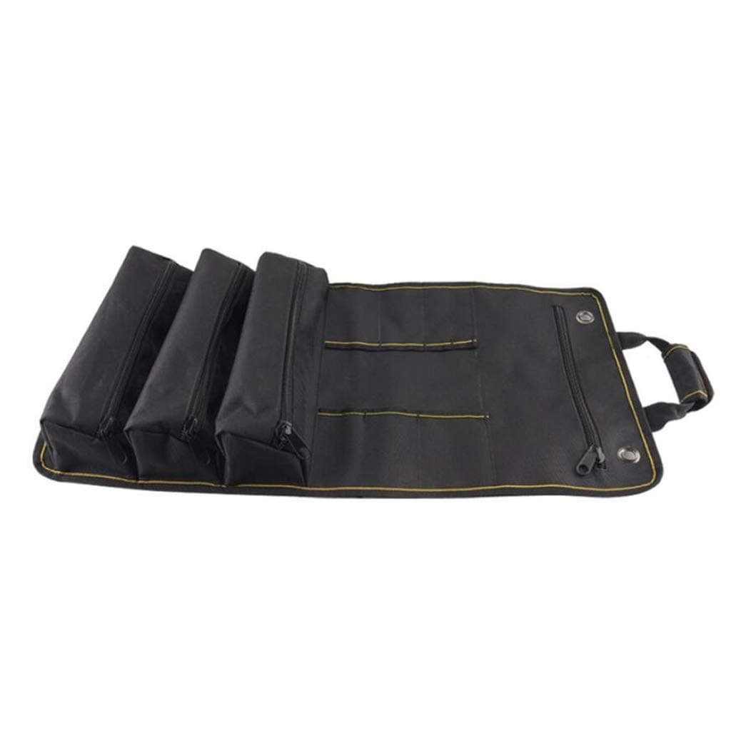 PAHAL Roll up Tool bag,Pouch,organizer,wrench roll,tool storage,Multipurpose Zipper,Portable,Electrician Pouch (Black-Long)