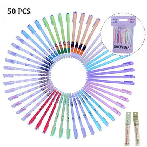 BBLIKE 0.5mm Erasable Pens, Fine Point, Make Mistakes Disappear, 50 Assorted Colors with 2pcs Erasable Stick, for Stationery and Office Supplies
