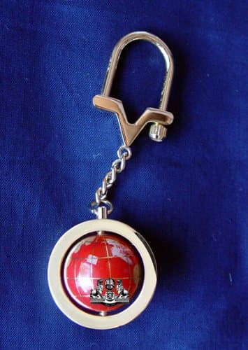 Unique Art Since 1996 1" Red Jasper Gemstone Globe Gold Keychain
