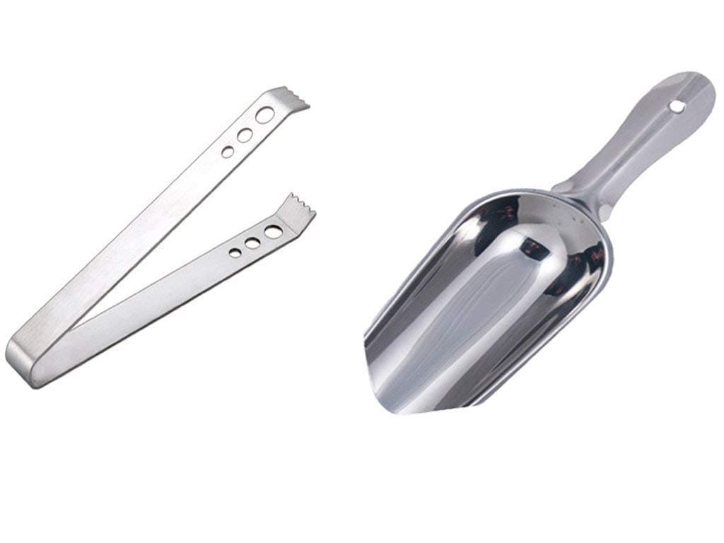 King International Stainless Steel Bartender Kit Set, Silver, Set of 2 Pieces, Ice Picker, Ice Tong, Bar Tools for Home Bar Accessories, Mini Bar, Bar Set for Gift