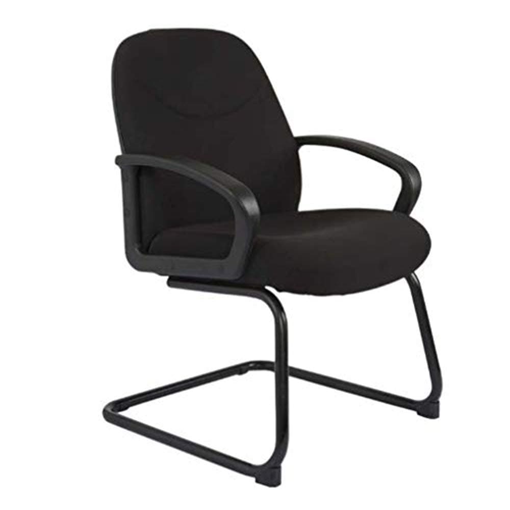 Mahmayi Iris 587 Comfortable Black Visitors Chair with Arm Support - Fabric, Molded Foam, Cantilever Base, PU Armrest - Ideal for Office Waiting Areas and First Impressions(Black)