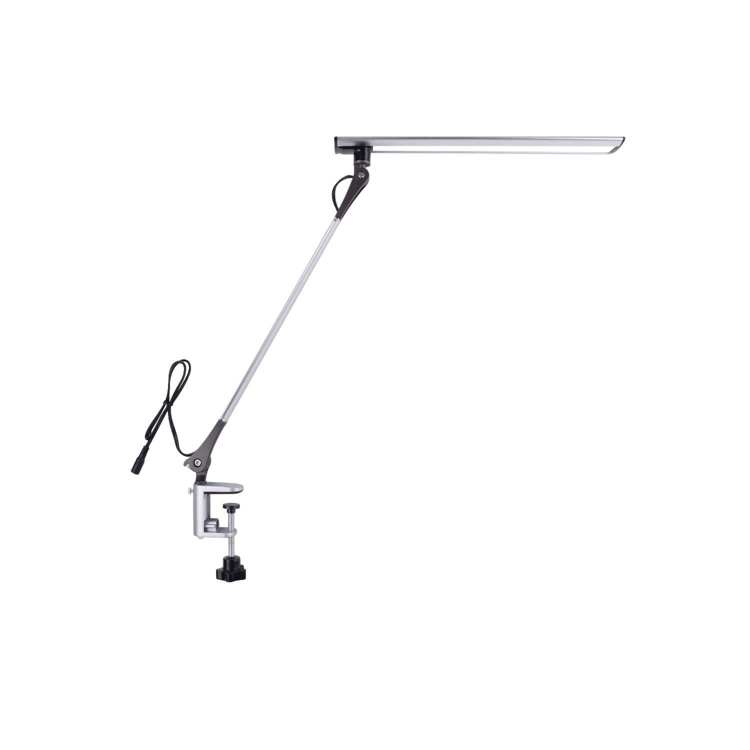 LED Desk Lamp, Dimmable Eye-Caring Swing Arm Lamps, 12W Full Metal Task Lamp with Clamp for Working Studying, 5 Color Modes, 5 Brightness Levels, Touch Control and Memory Function (Silver)