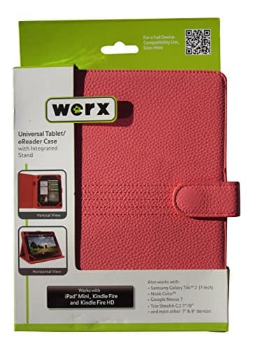 Werx Universal eReader Case with Integrated Stand - 7 and 8 Inch Devices - Coral