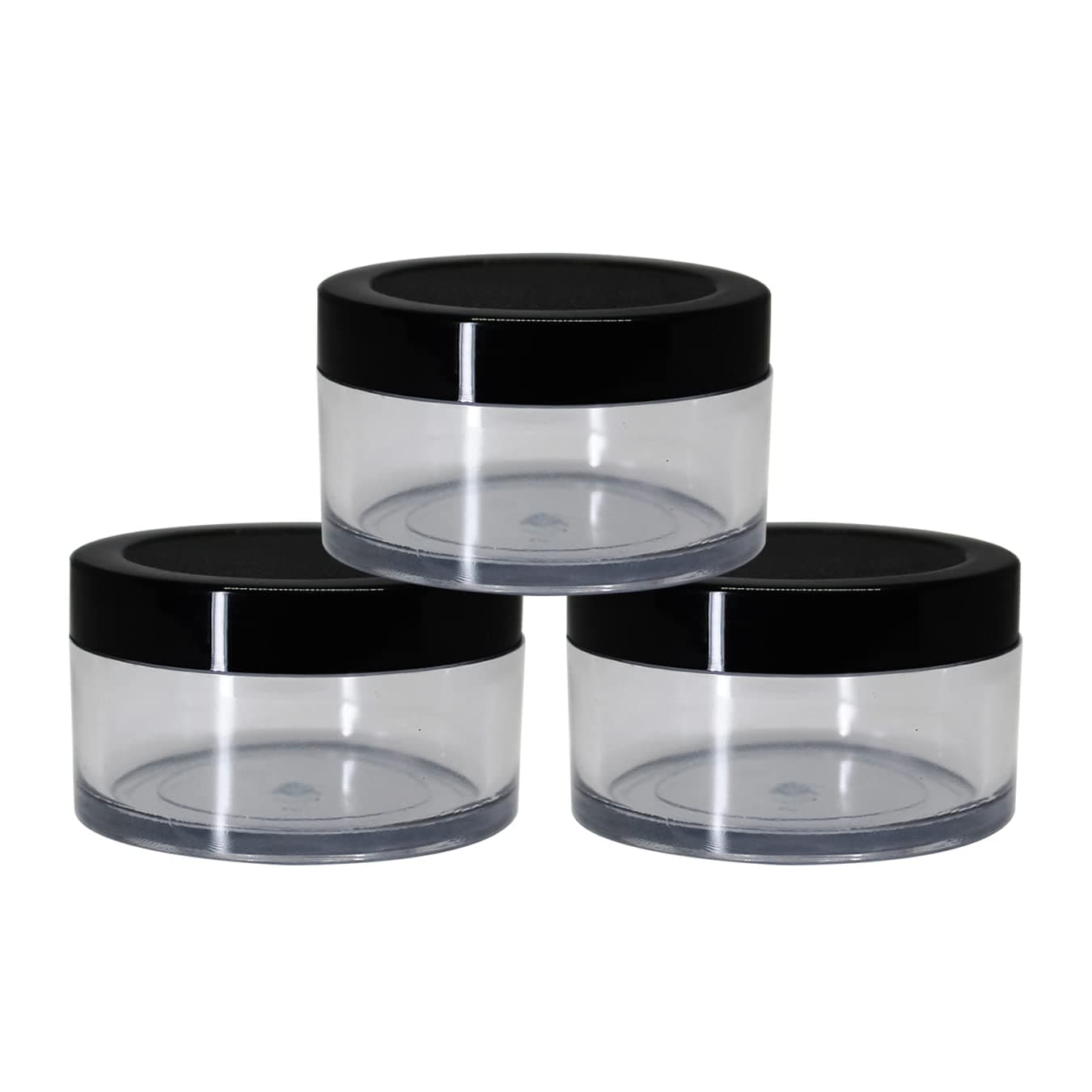 Acrylic Container San Jars with Black Outer Lid and Inner White Lid Set for Lip Balms, DIY Skin Care, Body Butters and Creams (Clear, 50 g) (12)