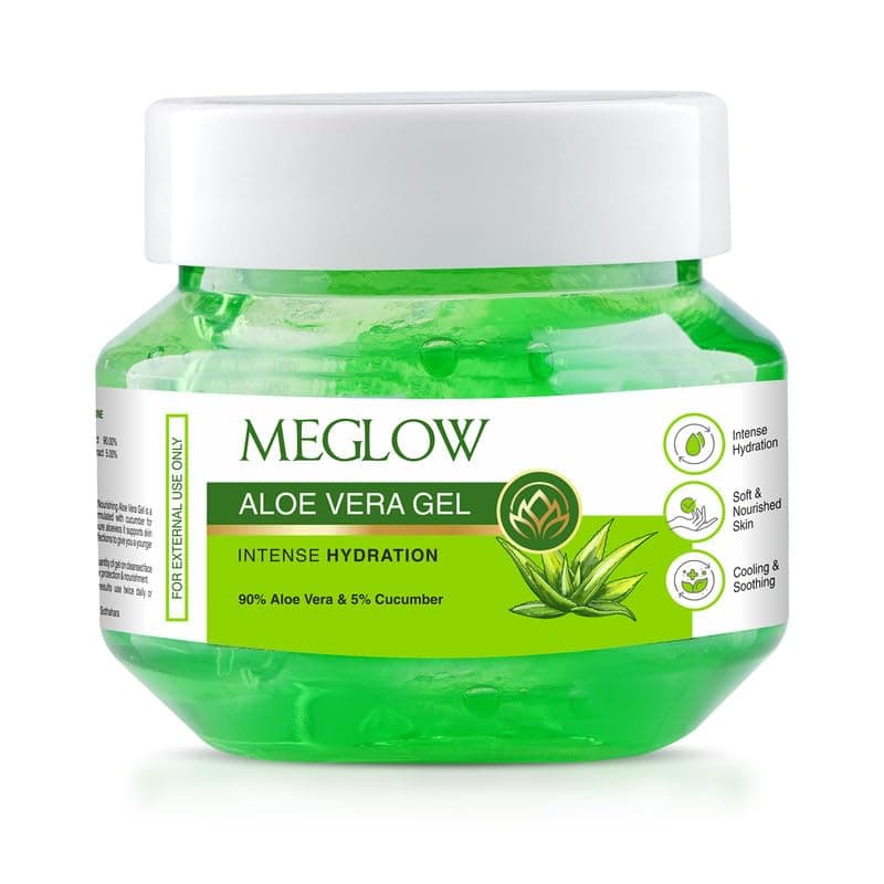 Meglow Aloe Vera Gel for Intense Hydration | Get Soft, Smooth & Nourished Skin | Pure Aloevera Gel with Cucumber Extracts | Naturally Hydrating & Skin Moisturizing Gel 100g - Pack of 1