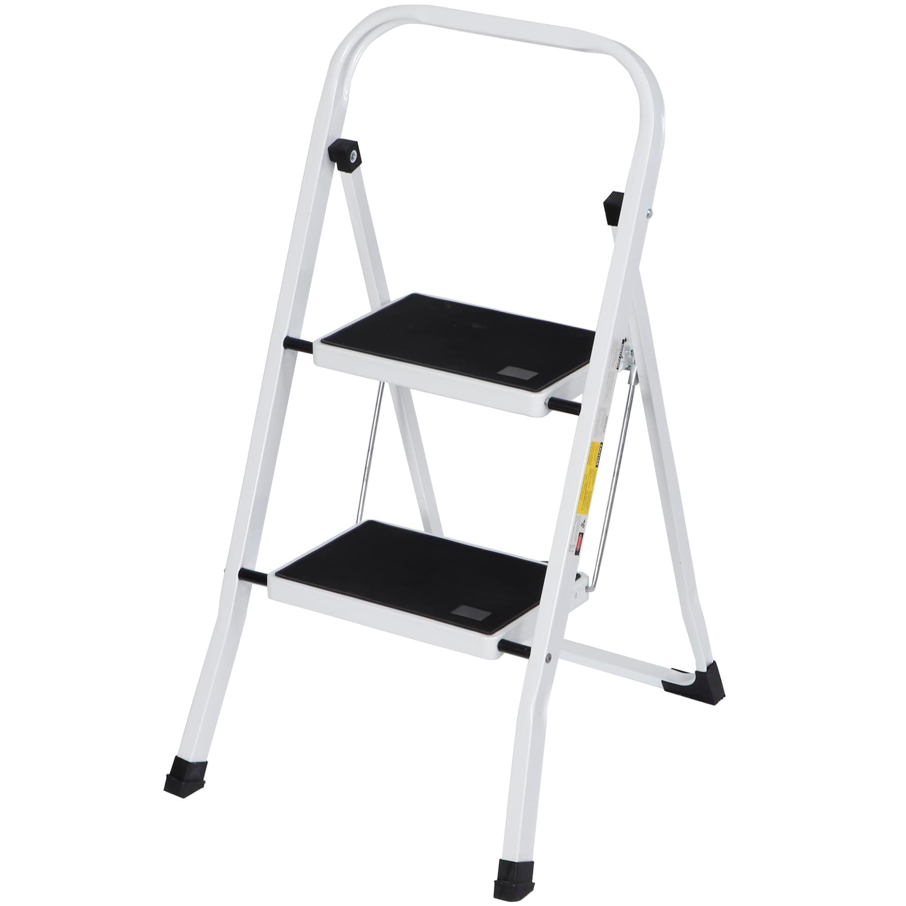 ZENY 2 Step Ladder Folding Step Stool with Wide Anti-Slip Pedal, Convenient Handgrip, Portable Steel Step Stool, Sturdy Steel Ladder for Household and Office
