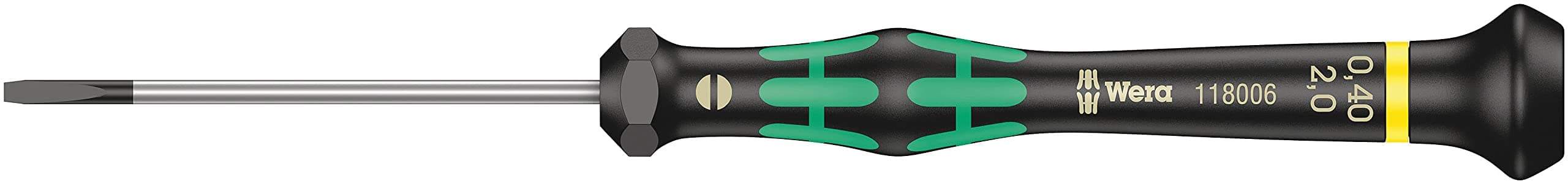 Wera 05118006001 Kraftform Micro 2035 Slotted Electronics Precision Screwdriver, 2mm Head, 60mm Blade Length