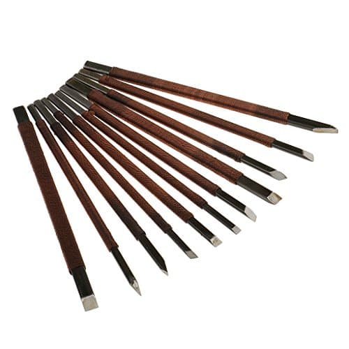 Dovewill 11 Pieces/Set Steel Gravers Chisel Stone Seal Craft Wood Carving Engraving Tools DIY