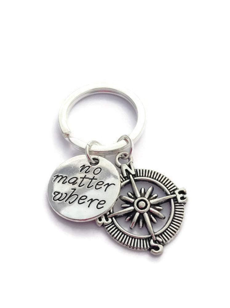 Rosmall Key Chain No Matter Where Compass Keychain for Men and Women Accessory Gifts Key Ring.
