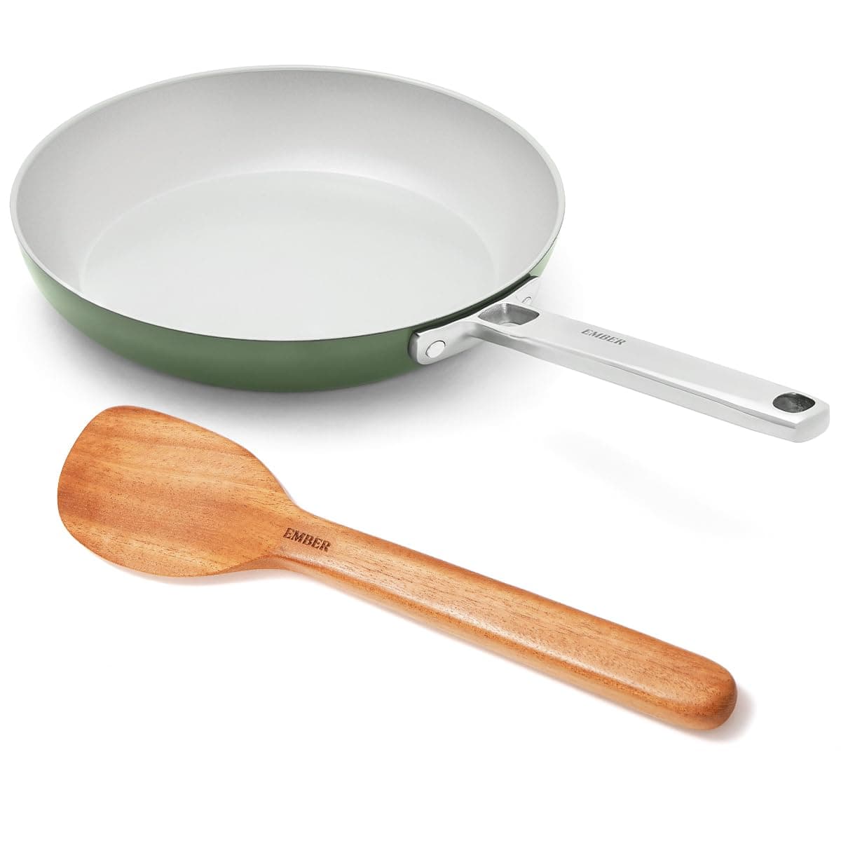 Arcilla Ceramic Frying Pan 24cm | Non Stick Induction Cookware | Non Toxic Pan | ISI Certified | Ceramic Fry Pan for Cooking | Steel Handle | 5-Year Warranty | Green