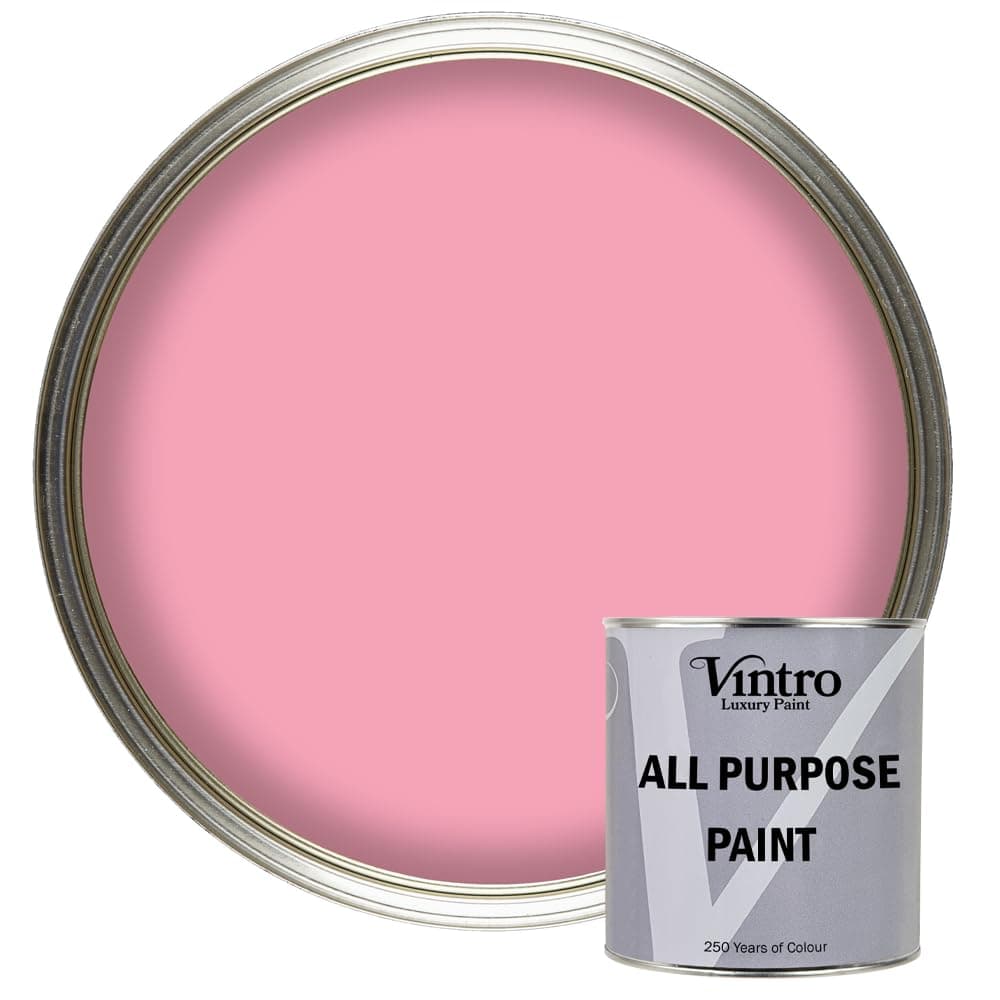 All Purpose Paint. Multi-Surface Matt Paint For Indoor/Outdoor Use. Wood, Walls, Doors, Cabinets, Metal, Plastic, Masonry, Furniture, Glass, Tile, Radiators & Pipes. 250ml (Pink)