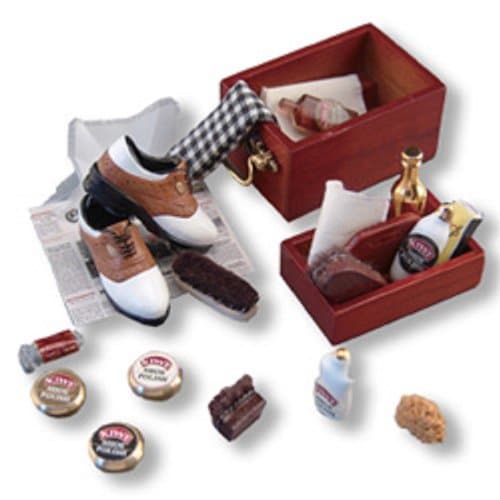 Dollhouse Miniature Complete Shoe Shine Kit by Reutter