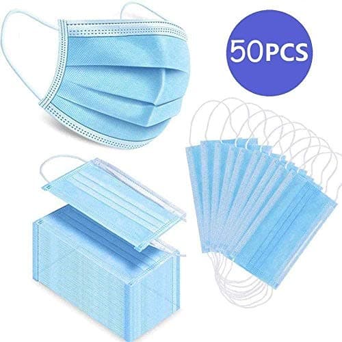 Goffdey 50Pcs Disposable Face ๐๐๐๐ with 3 Layer Filter, 3 Ply Filter Breathable Safety ๐๐๐๐ with Elastic Earloop