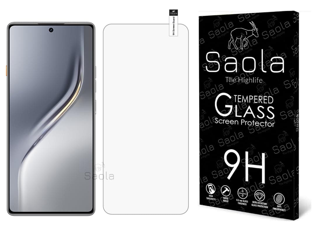 Saola® 9H Clear Tempered Glass For Tecno Camon 40 (PACK OF 1) with Free Installation Kit. Full screen Coverage. Free Replacement If Received Damaged - 6.78 inch