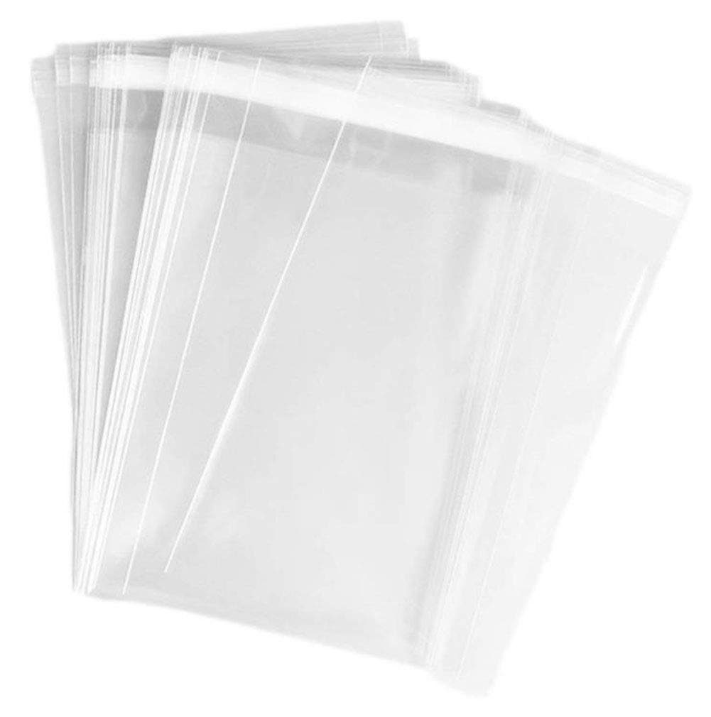 100PCS Transparent Self Sealing Flat Cello Cellophane Bag Crystal Plastic Storage Poly PE Bags For Clothing Store T-shirt Gift Packing Cloth Garment Sample Card Treat Wrap(4.7"x7")