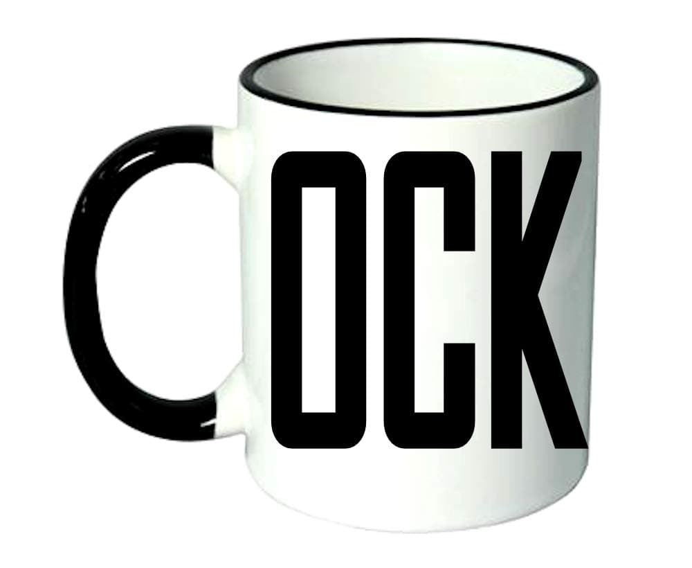 Ditzy Designs Cock Mug 11oz - White Mug with Black Handle Adult Funny Gift