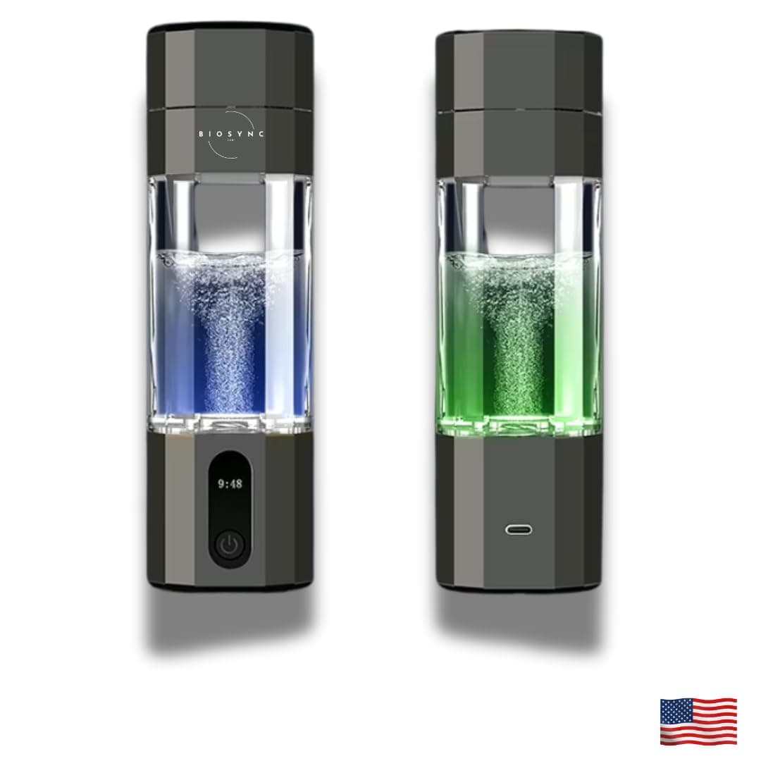 Hydrogen Water Bottle BioSync360° | Hydrogenated | Increase Energy | Reduce Inflammation | Brain & Skin Helth | SPE PEM Technology | Portable | US Designed | 10oz | Filtered