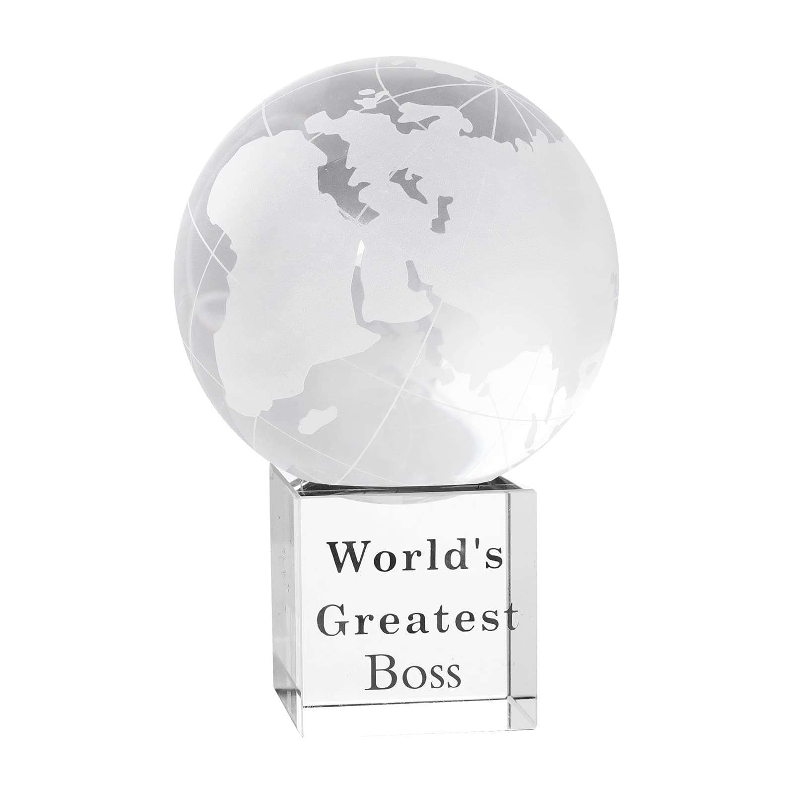 LONGWIN World's Greatest Boss 2.76" Crystal Globe Awards - Unique Gifts for Boss on Bosses Day, Birthday, Christmas, Thanks Giving Day