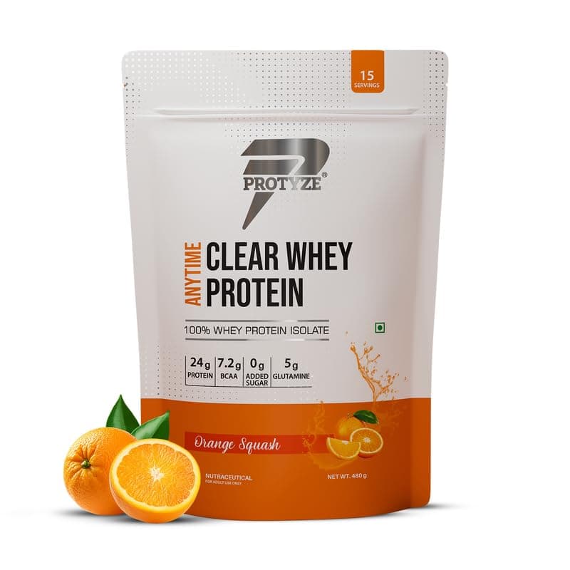 - Anytime Clear Whey Protein Isolate | 24g Protein Per Scoop | Orange Squash, 15 Servings | ISO & HACCP Certified | Lean Muscle Growth, Easy Digestion & Refreshing