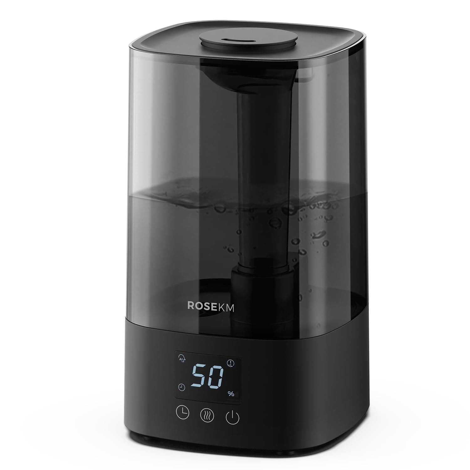 Automatic Humidifiers for Bedroom Large Room, 4.5L Cool Mist Humidifier for Home & Plant with Timer & Humidity Sensor, Last Up to 18H on High Setting, Auto Shut-Off, 360° Nozzle (Black)