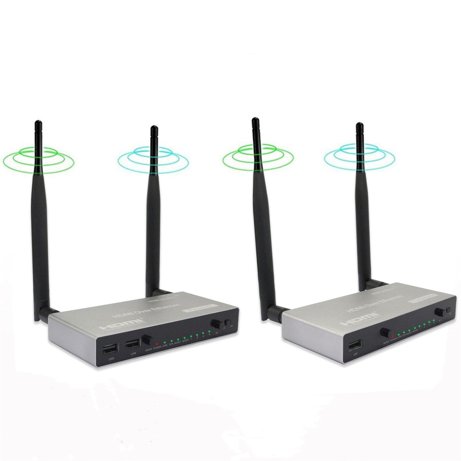 200M Wireless Hdmi Extender , Transmitter Receiver 2.4G+5G Dual Frequency Transmission One Tx To Multiple Rx And With Loop-Out Ir For Laptop Pc Tv (Tx+Rx)