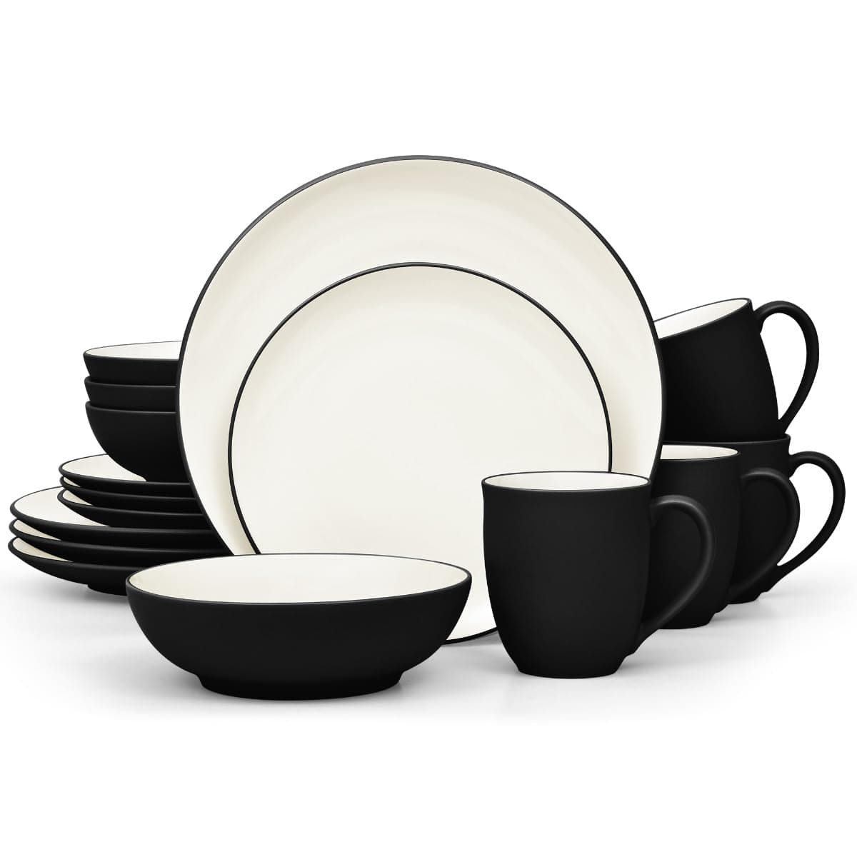 Colorwave Graphite 16-Piece Coupe Set, Service for 4 in Black/Graphite