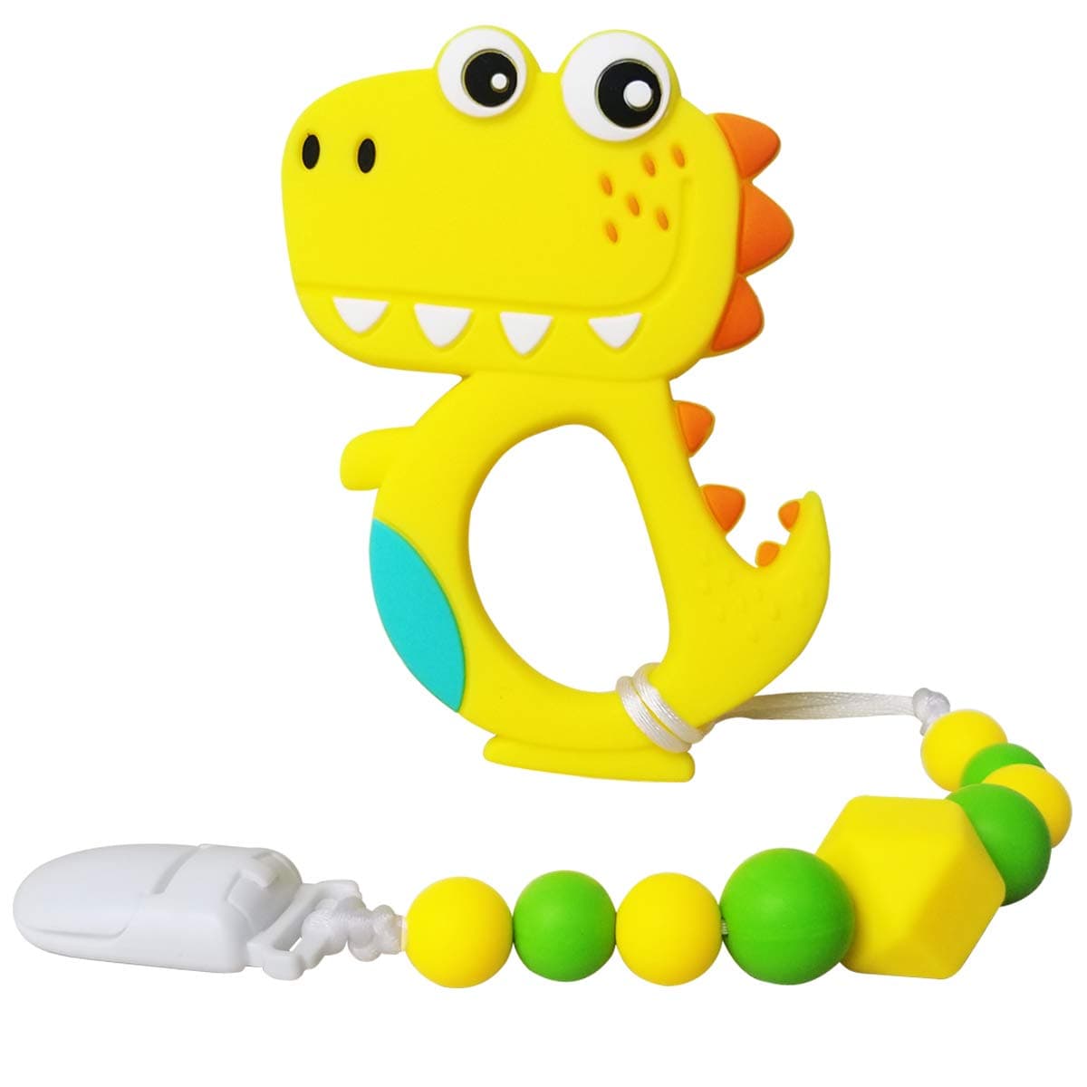 Dinosaur Teething Toys | Baby Teether Toys with Teether Pacifier Clip Holder | BPA-Free Molar Teether Toys | Best Baby Shower Gifts