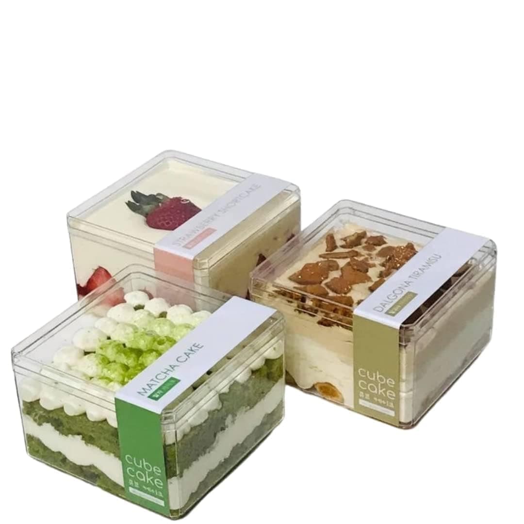 BAKER'S STUDIO 5 Pieces Tub Cake Box Clear Acrylic Plastic Square Cube Containers with Lids – Small Acrylic Storage Boxes for Cake,Desserts – Durable,Reusable,Multi-Purpose (3.75 x 3.75 x 2.25 Inches)