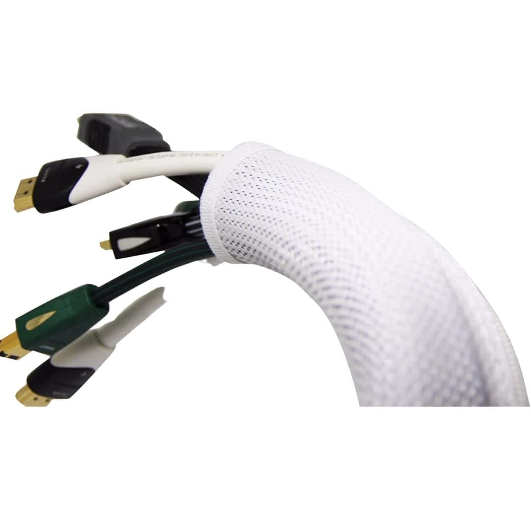 iGADGET® Cable Tidy Sleeve White Cable Wrap Cable Organisers, Desk Organiser for Wire Organiser Box, Cable Management Under Desk, Cable and Desk Tidy, Cable Protector (2m White Cable Tidy)