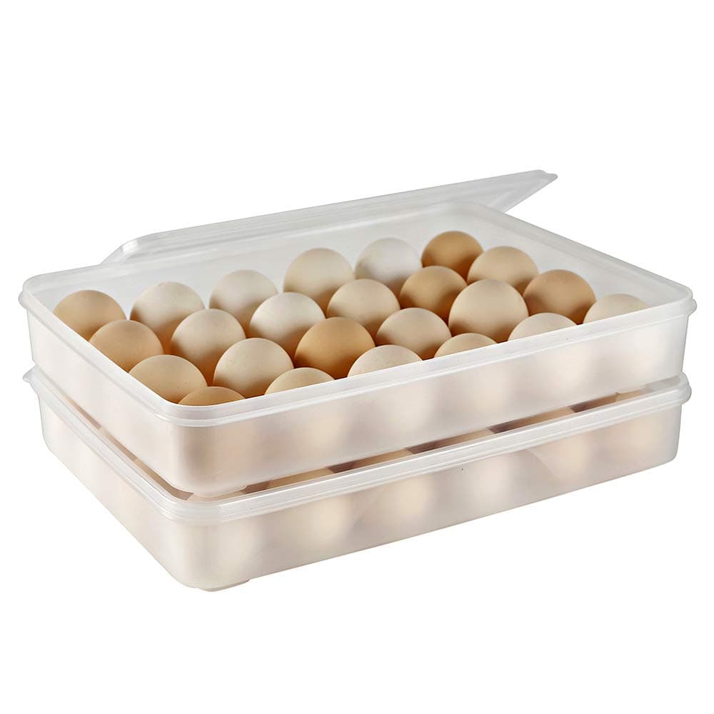Eslite Covered Egg Holder,Egg Container for 24 Eggs - Clear (Pack of 2) F
