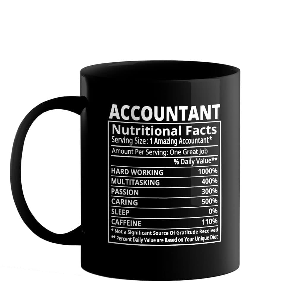 Happu - Printed Ceramic Coffee Mug, 325 ML (11 Oz), Accountant Nutritional Facts, Gift for CA Students, Professionals, 7.5 cm Width x Height