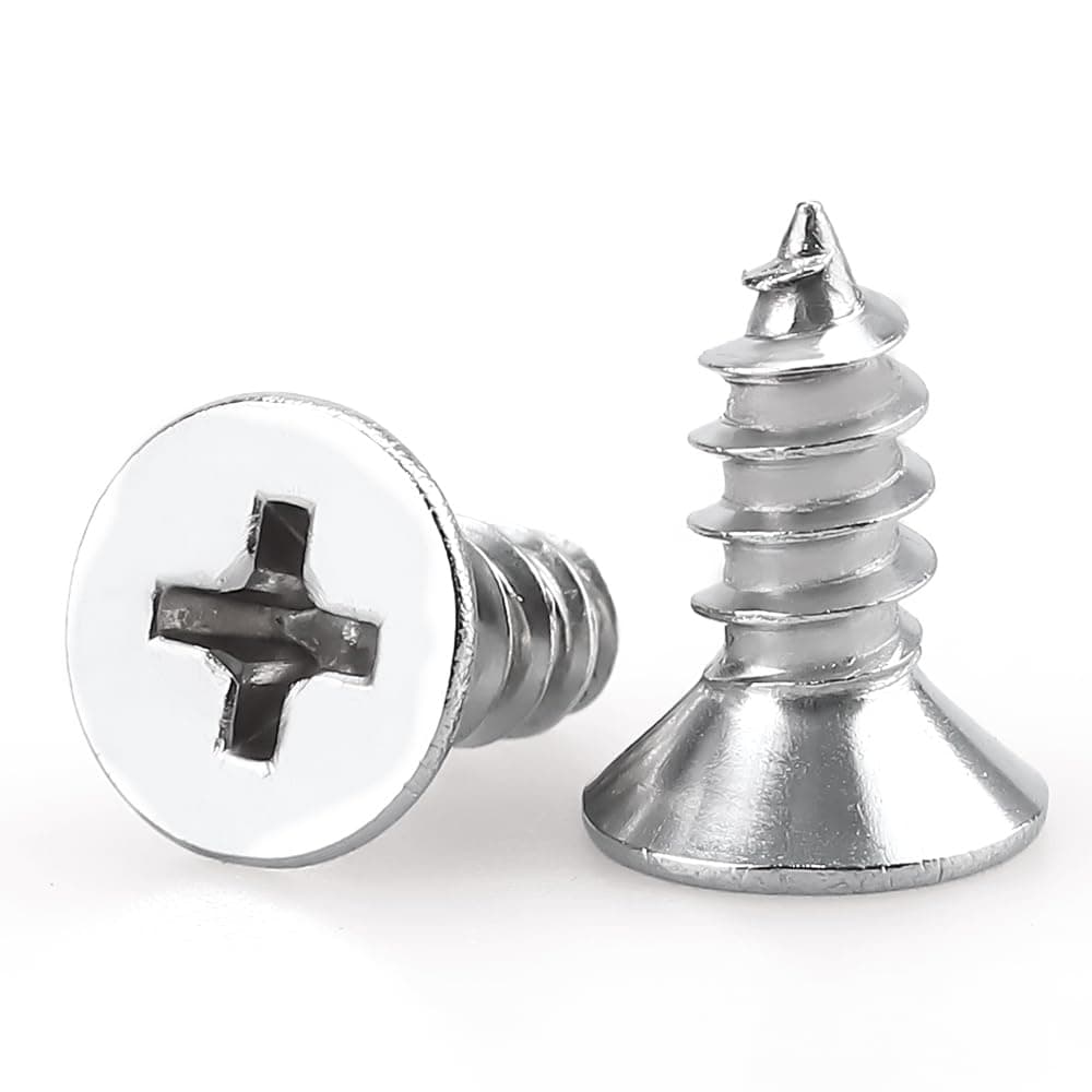 #4 x 3/8" Flat Head Sheet Metal Screws Phillips Drive Wood Screws, 304 Stainless Steel 18-8, Self Tapping, 200 pcs by Eastlo Fastener