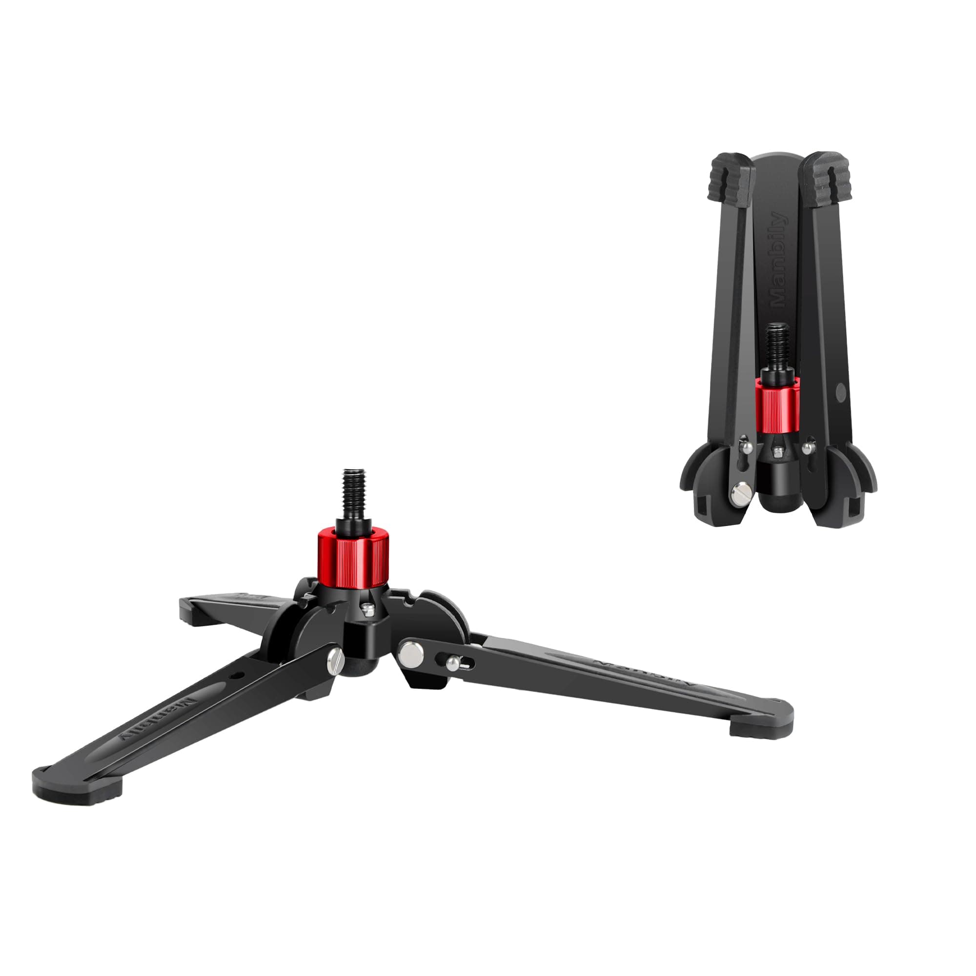Manbily Mini Tripod Base for Monopods, 3/8" Screw Desktop Tripods with Three Feet, Monopod Stand Support, Travel for Ball Fluid Head DSLR Camera Camcorder, Tilt 20° & Rotate 360° (M-2)